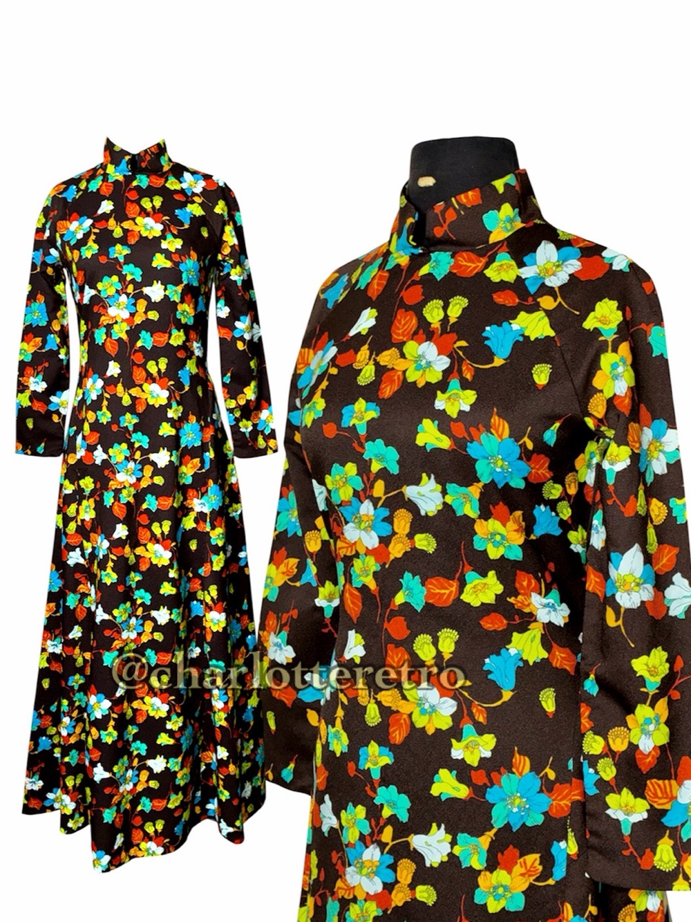 70s vtg Floral Maxi Dress